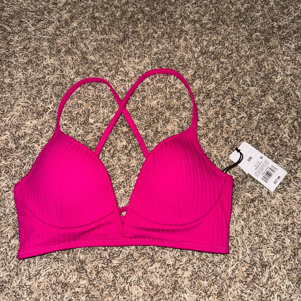NEW never worn! Hot Pink Strappy Bikini Top